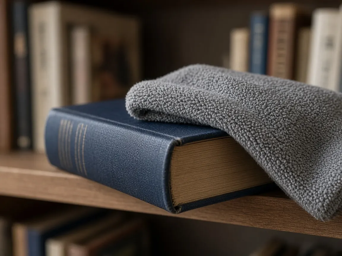 Сухая протирка корешков книг микрофиброй