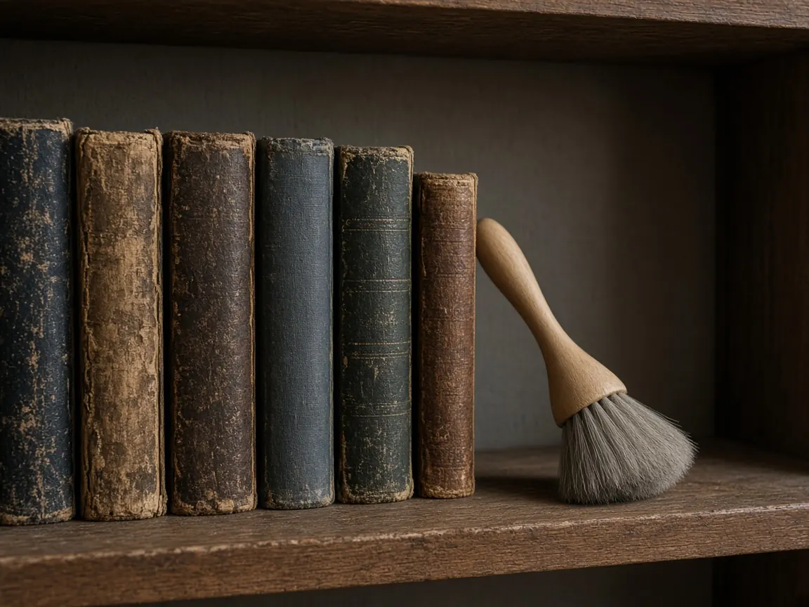 Бережный уход за старыми книгами на полке